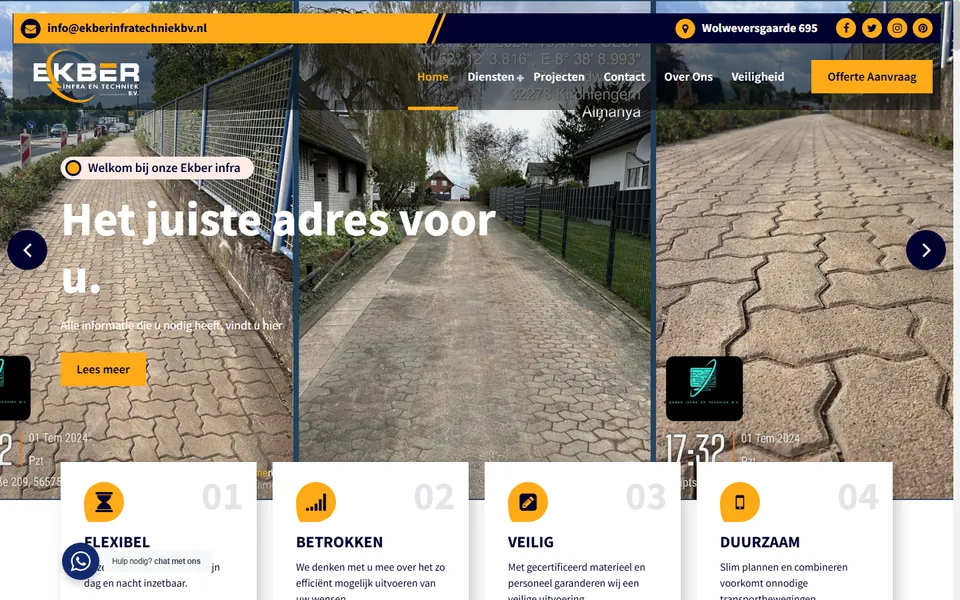 Website van Ekber Infra & Techniek