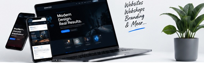 Webdesign mockup op laptop en telefoon