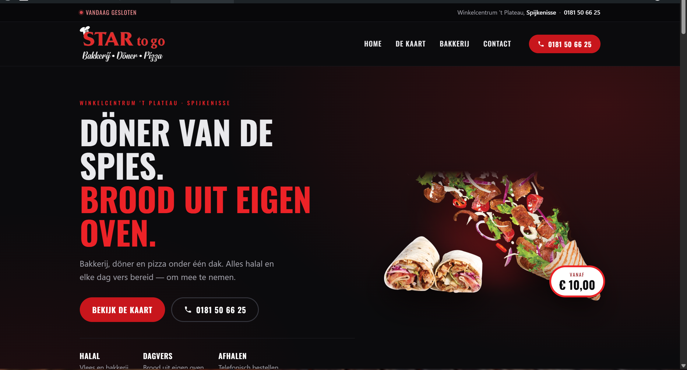 Website van Star Bakkerij